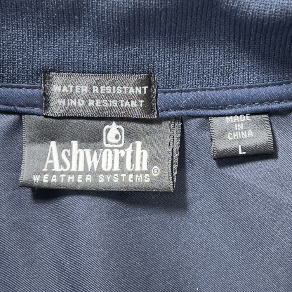 Ashworth Weather Systems 1/4 Zip Windbreaker Honda Golf Jacket Sz L Navy - Picture 4 of 12